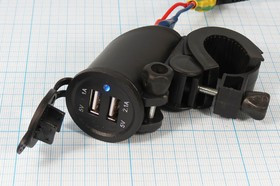 Гнездо питания USB2/вело, 14ВDC/5В-1А/2,1А, 2T, d20-, СДс подсветкой синий; №14393 гн пит USB2/вело\14ВDC/5В-1А/ 2,1А\2T\\d20-\СДILсин Гнездо питания USB2/вело, 14ВDC/5В-1А/2,1А, 2T, d20-, СДс подсветкой синий; №14393 гн пит USB2/вело\14ВDC/5В-1А/ 2,1А\2T\\d20-\СДILсин