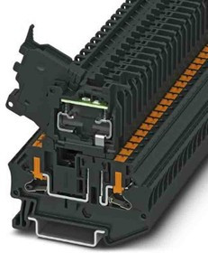1088743, PTV Series Black Fused DIN Rail Terminal, Push In Termination, Fused
