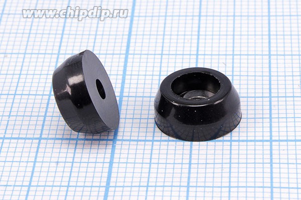 RL-SR-11x9x6, Ножка приборная коническая, армированная шайбой, ø11мм, высота 5мм; №15713 ножка прибор 11x5\h- 1,5/отв 3,0\резин\конус\