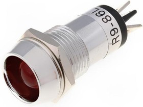 R9-86L-01-24-RED, Индикат.лампа: LED, вогнутый, 24ВDC, Отв: d14,2мм, IP40, латунь