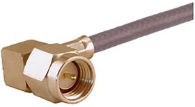 16_SMA-50-2-106/111_NH, 16_SMA-50-2-106/111_NH Series, Plug Cable Mount SMA Connector, Crimp Termination, Right Angle Body