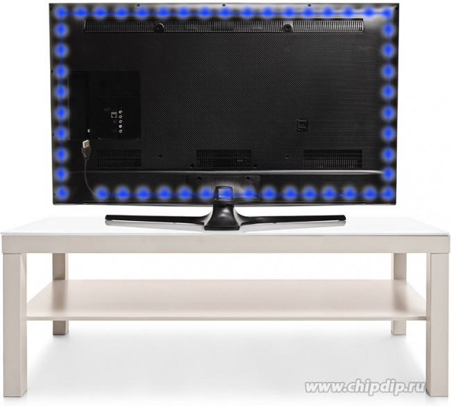 141-383, Лента светодиодная 5В, SMD2835, 4,8Вт/м, 60 LED/м, синий, 8мм, 1м, с USB коннектором, черная, IP65 L