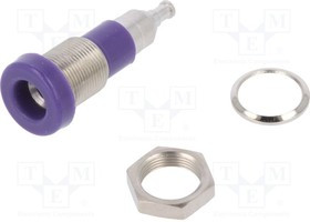LB-I4R-26, Гнездо, "банан" 4мм, 25А, 30ВAC, 60ВDC, фиолетовый, винтами