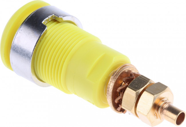 23.3020-24, Yellow Female Banana Socket, 4 mm Connector, Solder Termination, 32A, 1000V, Gold Plating