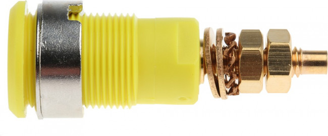 23.3020-24, Yellow Female Banana Socket, 4 mm Connector, Solder Termination, 32A, 1000V, Gold Plating