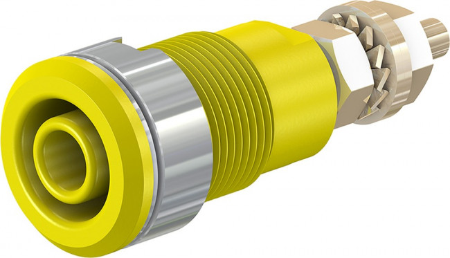 23.3020-24, Yellow Female Banana Socket, 4 mm Connector, Solder Termination, 32A, 1000V, Gold Plating