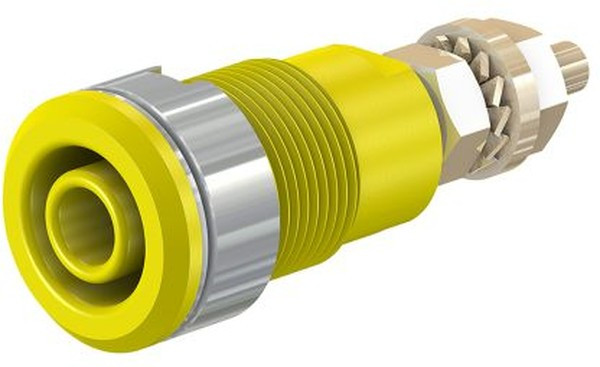 23.3020-24, Yellow Female Banana Socket, 4 mm Connector, Solder Termination, 32A, 1000V, Gold Plating