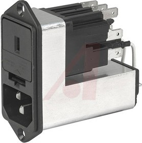 CE60.6100.151, 10A, 125 V ac, 250 V ac Male Screw Filtered IEC Connector CE60.6100.151, Quick Connect 2 Fuse