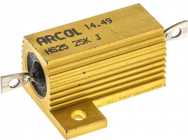 HS25-25KJ, Резистор проволочный, с радиатором, винтами, 25кОм, 25Вт, ±5%