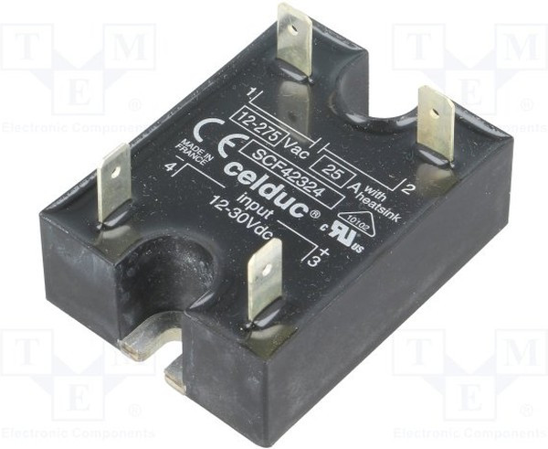 SCF42324, Реле: полупроводниковое, Uупр: 12-30ВDC, 25А, 12-275ВAC, -40-100°C