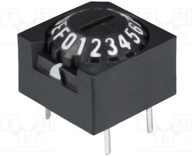 A6A-16R, Кодирующий переключатель, HEX/BCD, Пол: 16, THT, Rизол.мин: 10МОм