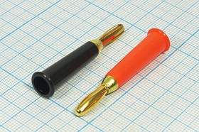 Разъем BANANA d3,5, пайка, красный