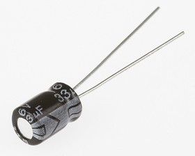 ECAP (К50-35 мини), 33 мкФ, 16 В, 4х7мм, Конденсатор электролитический алюминиевый миниатюрный ECAP (К50-35 мини), 33 мкФ, 16 В, 4х7мм, Конденсатор электролитический алюминиевый миниатюрный