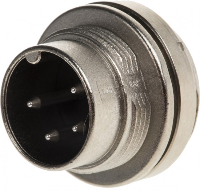 09.0311.00.04, Binder 4 Pole Miniature Din Plug, 6A, 250 V, Male, Panel Mount