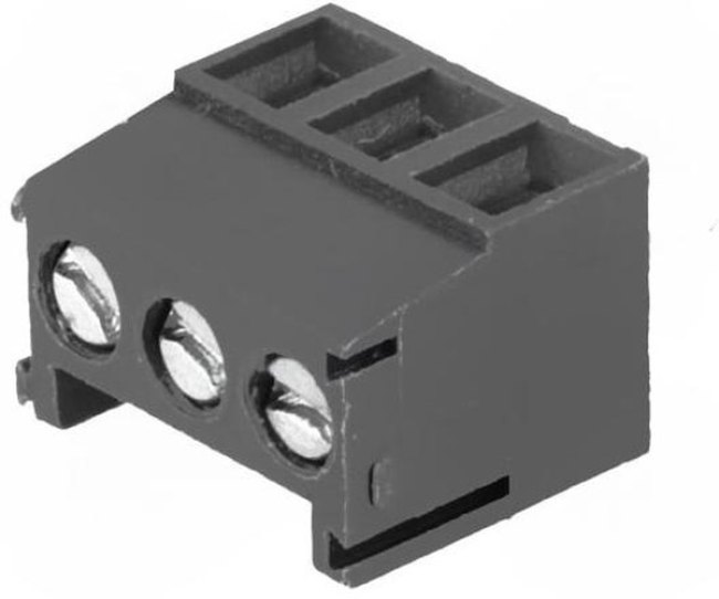TB-3.5-P-3P/GY, Зажимная рейка для печатных плат, угловой 90°, 3,5мм, на PCB TB-3.5-P-3P/GY, Зажимная рейка для печатных плат, угловой 90°, 3,5мм, на PCB