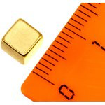 Неодимовый магнит прямоугольник 6х6х6 мм, золотой