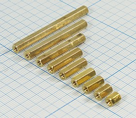 Стойка для печатных плат PCHSS2.5-30, латунь, M2.5; №3687 стойка L30,0\М2,5\S5\лат\ проходная\PCHSS2,5