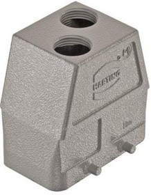 19 30 010 0465, Разъем для тяжелых условий, M20 двойной ввод сверху, 4 штыря, высокий профиль, Hood, Top Entry