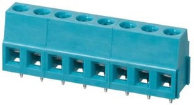 TB007-508-08BE, Fixed Terminal Blocks Terminal block, screw type, 5.08 , horizontal, 8 poles, CUI Blue, slotted screw, PCB mount