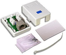 TWT-SM1-45-WHRJ45, Розетка телефонная на стену cat. 5E белая