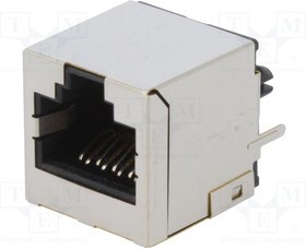RJJS88141E7V058, Гнездо, RJ45, PIN: 8, Кат: 6a, экранированный, Конф: 8p8c, THT, угловой