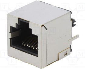 RJJS88141E7V058, Гнездо, RJ45, PIN: 8, Кат: 6a, экранированный, Конф: 8p8c, THT, угловой