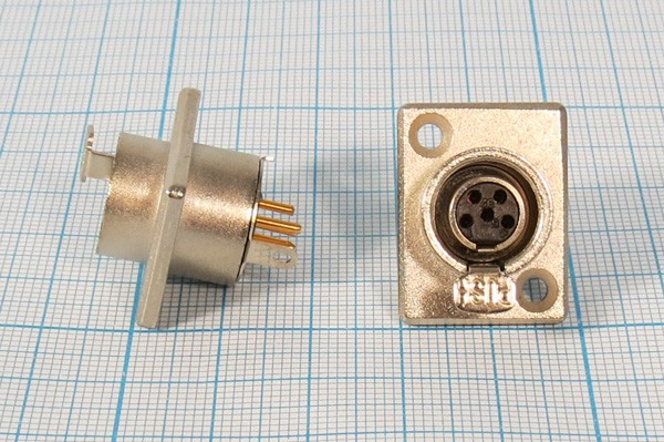 Гнездо микрофонное miniXLR\5P\пан фланец 2отв\B8,5\MC806-5P; №2832 гн мик miniXLR\5P\пан флан 2отв\B8,5\\MC806-5P