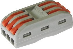 Зажим-клемма проходная PCT типа 6-ти контактная 3-х проводная