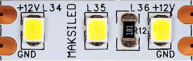 Светодиодная лента 5м, 12В, 9,6Вт/м, 120д/м, ip20, 960Лм/м, дневной белый, 8мм, ML-R120-2835-NW-LP-S
