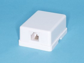 TJCM6P4C-W, Розетка телефонная, 1 порт RJ-11, мини, белая