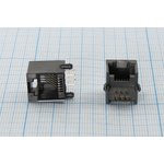 Разъем телефонный 6P6C розетка, контакты 6P, на плату, угловой, T7-6P6C[RJ-12]