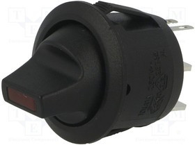 AE-R13112LPLA, ROCKER; SPST; Pos: 2; ON-OFF; 6A/250VAC; black; LED; 2V; Body: black