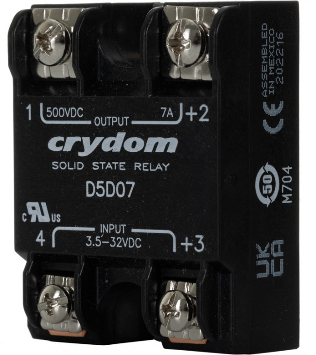 D5D07, Solid State Relays - Industrial Mount PM IP00 SSR 500VDC /7A, 3.5-32VDC In D5D07, Solid State Relays - Industrial Mount PM IP00 SSR 500VDC /7A, 3.5-32VDC In