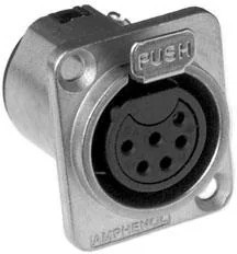 AC6AFDZ, XLR Connectors 6 Pole XLR Female Chassis Mount D Type Machined Contacts Nickel Finish