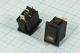 Переключатель клавишный, 6А/250В, ON-OFF, с подсветкой зеленой СД, SC-768 4c; №2862 L ПКл\\ 6\ON-OFF\\чер\ ILзелСД\\2T2C\SC-768 4c\