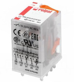 R4N2014235110WT, Реле электромагнитное, 4PDT, Uобмотки 110ВAC, 6A/250ВAC, 12А