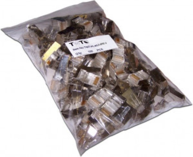 Коннектор RJ-45 8P8C FTP Кат. 6 экранированный, универсальный, 100 шт. в упак. PL45/S-8P8C-6