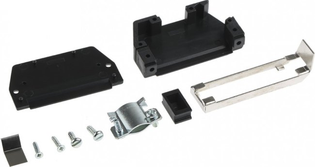 DS25S, MHED Series Thermoplastic Angled, Straight D Sub Backshell, 25 Way, Strain Relief DS25S, MHED Series Thermoplastic Angled, Straight D Sub Backshell, 25 Way, Strain Relief