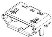47654-0001, Conn Micro USB 2.0 Type AB RCP 5 POS 0.65mm Solder RA SMD 5 Terminal 1 Port Micro-USB T/R