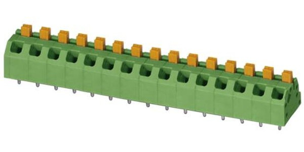 PCB terminal, 15 pole, pitch 5 mm, AWG 24-16, 16 A, spring-clamp connection, green, 1862547