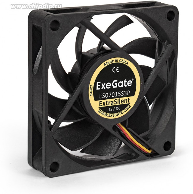 EX283371RUS, Вентилятор 12В DC ExeGate ExtraSilent ES07015S3P (70x70x15 мм, Sleeve bearing (подшипник скольжения), 3pin, 2000RPM, 18dBA) EX283371RUS, Вентилятор 12В DC ExeGate ExtraSilent ES07015S3P (70x70x15 мм, Sleeve bearing (подшипник скольжения), 3pin, 2000RPM, 18dBA)