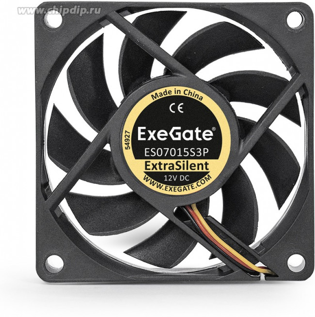 EX283371RUS, Вентилятор 12В DC ExeGate ExtraSilent ES07015S3P (70x70x15 мм, Sleeve bearing (подшипник скольжения), 3pin, 2000RPM, 18dBA) EX283371RUS, Вентилятор 12В DC ExeGate ExtraSilent ES07015S3P (70x70x15 мм, Sleeve bearing (подшипник скольжения), 3pin, 2000RPM, 18dBA)