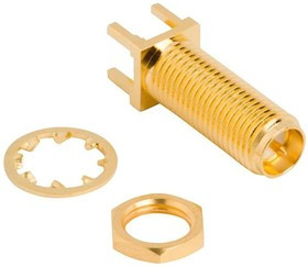 132291RP, RF Connectors / Coaxial Connectors SMA Str PCB Jk, Tho 50 Ohm, Blkhd, RP