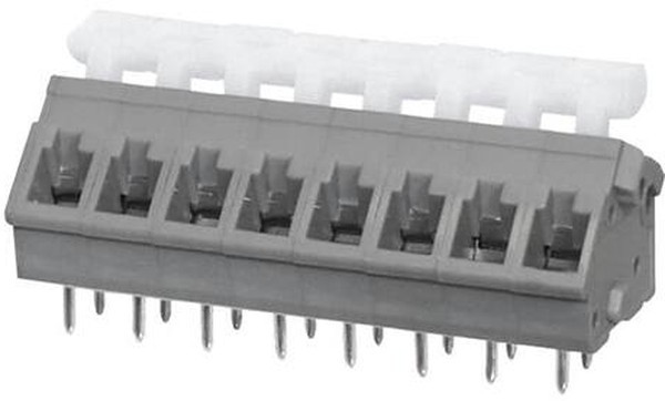 TBL005A-500-08GY-2WT, Fixed Terminal Blocks Terminal block, screwless, 5.00, 45, 8, Gray w White Button