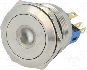 V22-11D-24Y-S, Переключатель: антивандальный, Пол: 2, SPST-NO + SPST-NC, IP65