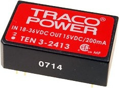 TEN 3-2412, DC/DC преобразователь, 3Вт, вход 18-36В, выход 12В/250мА TEN 3-2412, DC/DC преобразователь, 3Вт, вход 18-36В, выход 12В/250мА