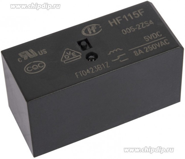 HF115F/005-2ZS4 (RT424005) ( 5-1393243-9), Реле 2 переключ. 5VDC, 8A/250VAC DPDT