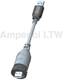 UA30FL-NAML-LB001, Type A to A IP67 USB Connector