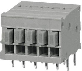 TBL009-254-05GY-2GY, Fixed Terminal Blocks Terminal block, screwless, 2.54, Horizontal, 5, Gray w Gray Button