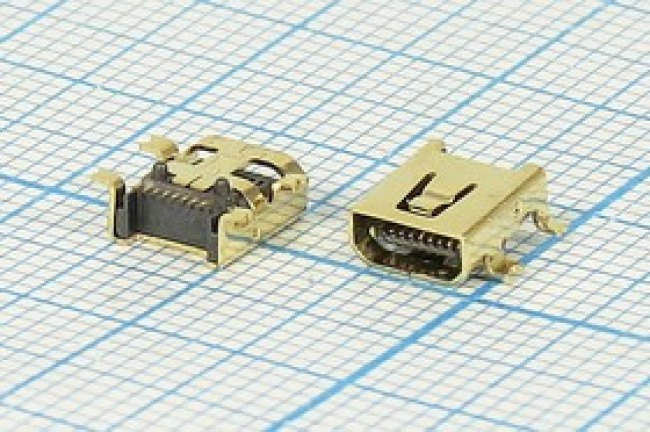 Разъем mini USB8S-SMD розетка, тип B, контакты 8C4C, монтаж на плату, угловой, SMD, mini USB8S-SMD Разъем mini USB8S-SMD розетка, тип B, контакты 8C4C, монтаж на плату, угловой, SMD, mini USB8S-SMD